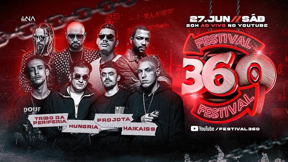 live do Festival 360 - Tribo da Periferia, Projota, Haikaiss e Hungria - Foto Divulgação