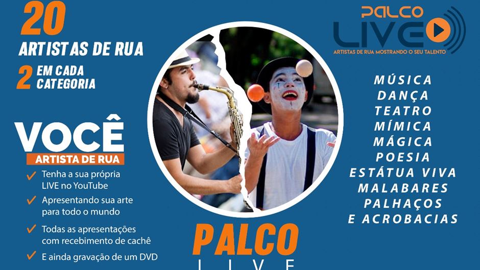 Projeto Palco Live: iniciativa beneficiará artistas de rua no Distrito Federal