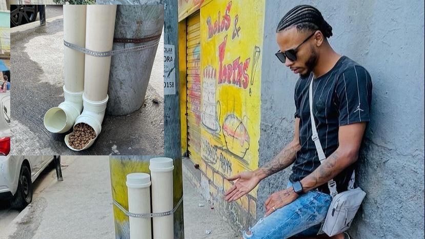 Rennan da Penha instala comedores para animais de rua no Complexo da Penha
