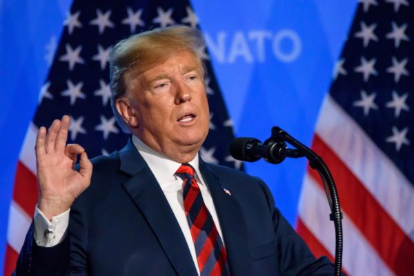Depositphotos - 12.07.2018. BRUSSELS, BELGIUM. Press conference of Donald Trump, President of United States of America, during NATO (North Atlantic Treaty Organization) SUMMIT 2018.