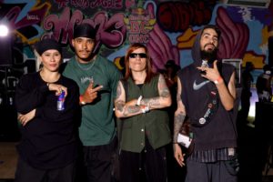 [Da esquerda para a direita] Mini Japa, Tio Sam, Nathana e Rato EVS foram os vencedores do Cypher Brasília, evento aberto ao público e gratuito na Galeria dos Estados (Créditos: sopro.br)