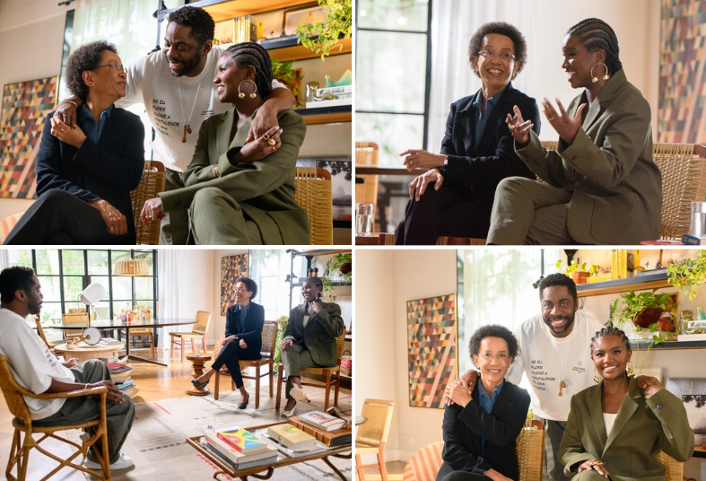 Zileide Silva, Lázaro Ramos e Kenya Sade no primeiro episódio da temporada especial de “Espelho - 20 Anos Depois”. Créditos: Ana Paula Amorim